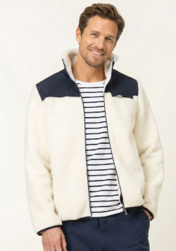 Veste bi-matière Homme sherpa blanc cassé