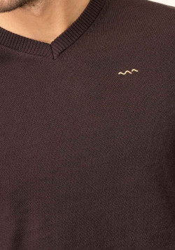 Pull marron Homme col V