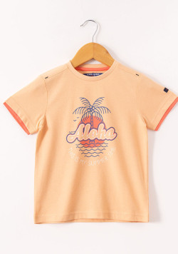 Tee-shirt manches courtes graphique orange garçon