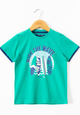 Tee-shirt manches courtes graphique vert garçon Tee-shirt manches courtes graphique vert garçon