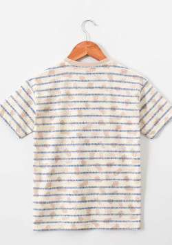 Tee-shirt manches courtes garçonbeige rayures imprimés