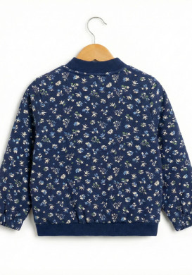 Veste fille bleu avec imprimé floral Veste fille bleu avec imprimé floral