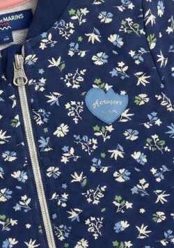 Veste fille bleu avec imprimé floral
