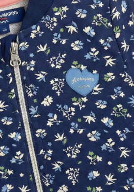 Veste fille bleu avec imprimé floral Veste fille bleu avec imprimé floral