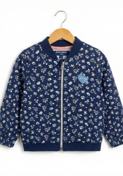 Veste fille bleu avec imprimé floral