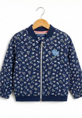 Veste fille bleu avec imprimé floral Veste fille bleu avec imprimé floral