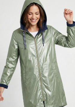 Coupe vent long vert irisé Femme