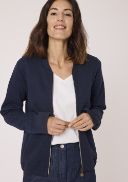 Veste zippée bleu marine Femme