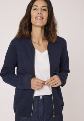 Veste zippée bleu marine Femme