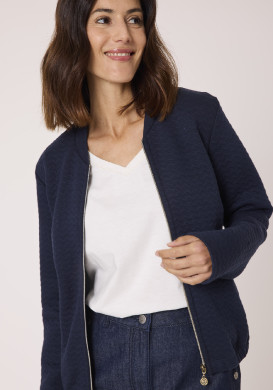Veste zippée bleu marine Femme