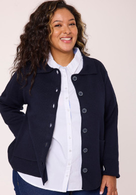 Gilet boutonné bleu marine Femme Gilet boutonné bleu marine Femme