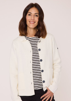 Gilet boutonné blanc cassé Femme