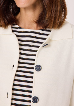 Gilet boutonné blanc cassé Femme