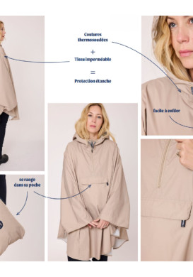 Cape de pluie imperméable beige Cape de pluie imperméable beige