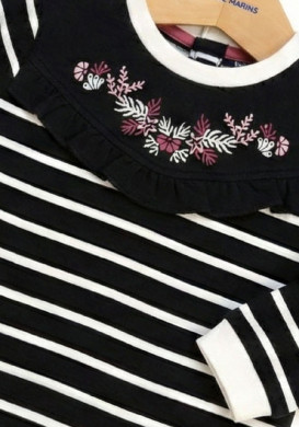 Robe rayée en molleton Bébé Fille Robe rayée en molleton Bébé Fille