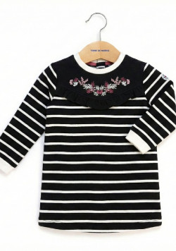 Robe rayée en molleton Bébé Fille