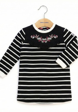 Robe rayée en molleton Bébé Fille Robe rayée en molleton Bébé Fille