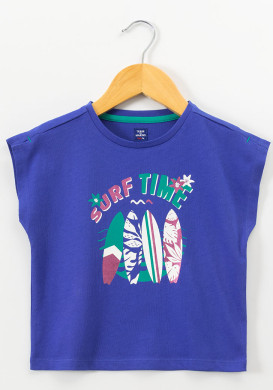 Tee Shirt courtes 100% coton Fille bleu Tee Shirt courtes 100% coton Fille bleu
