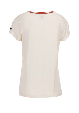 Tee-shirt manches courtes femme viscose et lin blanc à motif