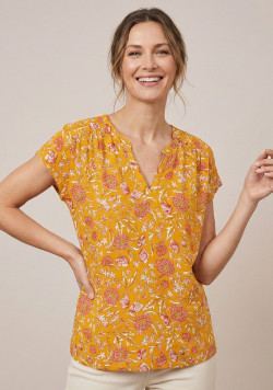 Blouse jaune imprimé floral Femme