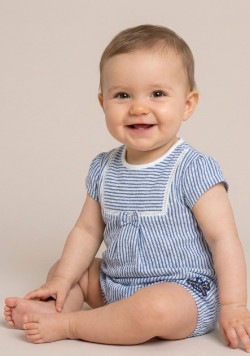 Combinaison courte Bébé rayée manches courtes