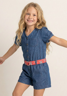 Combinaison courte en jean Fille