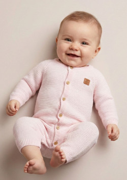 Combinaison rose à boutons manches longues Bébé