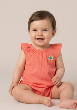 Combinaison Bébé Fille corail sans manches