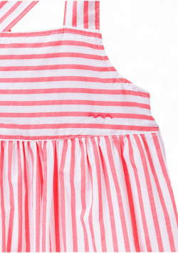 Robe 100% coton Fille rayée rose et blanche