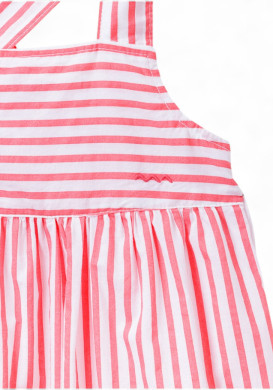 Robe 100% coton Fille rayée rose et blanche Robe 100% coton Fille rayée rose et blanche
