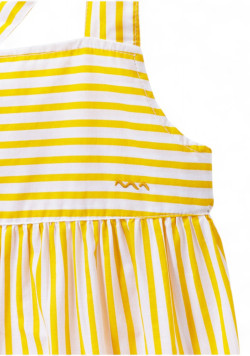 Robe 100% coton Fille rayée blanche et jaune