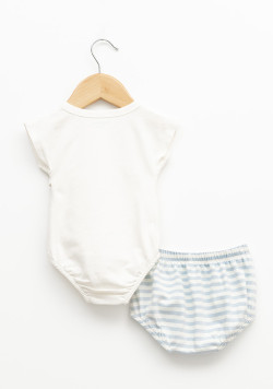 Ensemble bébé Garçon 100% coton bleu et blanc