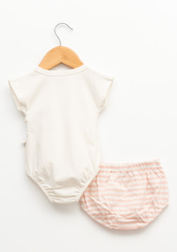 Ensemble bébé 100% coton Fille blanc et rose