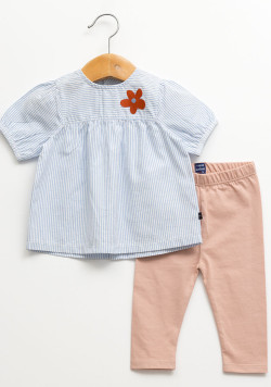 Ensemble blouse manches courtes et legging Bébé Fille 100% coton