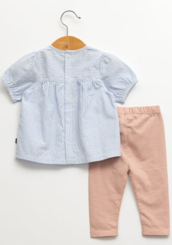 Ensemble blouse manches courtes et legging Bébé Fille 100% coton