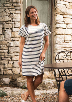 Robe en jersey rayé avec ceinture Femme