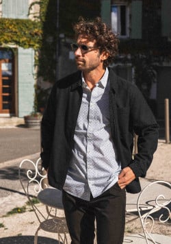 Veste homme noir avec poche poitrine