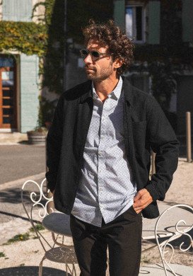 Veste homme noir avec poche poitrine