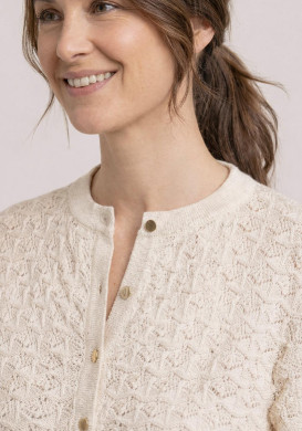 Gilet en maille ajourée femme beige Gilet en maille ajourée femme beige