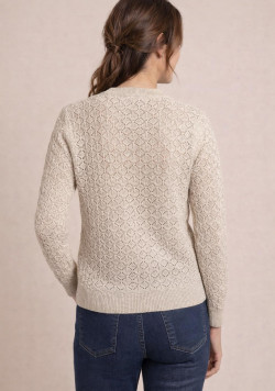Gilet en maille ajourée femme beige