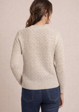 Gilet en maille ajourée femme beige Gilet en maille ajourée femme beige