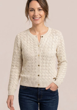 Gilet en maille ajourée femme beige