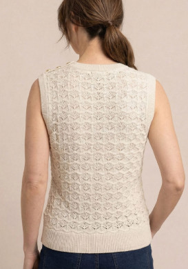 Débardeur tricot ajouré beige femme Débardeur tricot ajouré beige femme