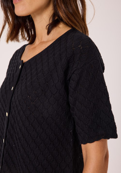Cardigan 100% coton Femme noir