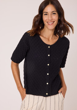 Cardigan 100% coton Femme noir