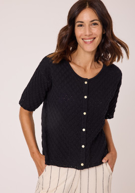 Cardigan 100% coton Femme noir Cardigan 100% coton Femme noir