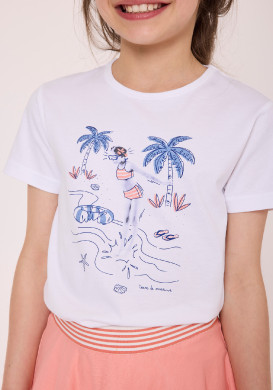 Tee shirt 100% coton Fille blanc Tee shirt 100% coton Fille blanc