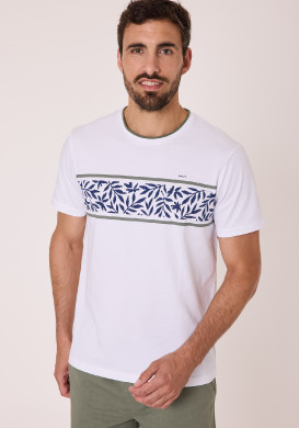 Tee shirt 100% coton Homme blanc imprimé Tee shirt 100% coton Homme blanc imprimé