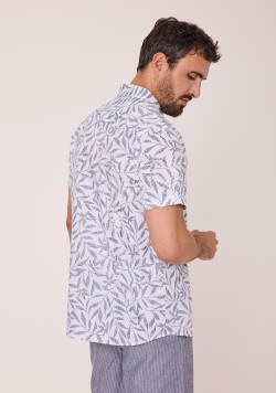 Chemise 100% coton Homme blanc imprimée