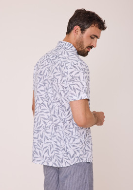 Chemise 100% coton Homme blanc imprimée Chemise 100% coton Homme blanc imprimée